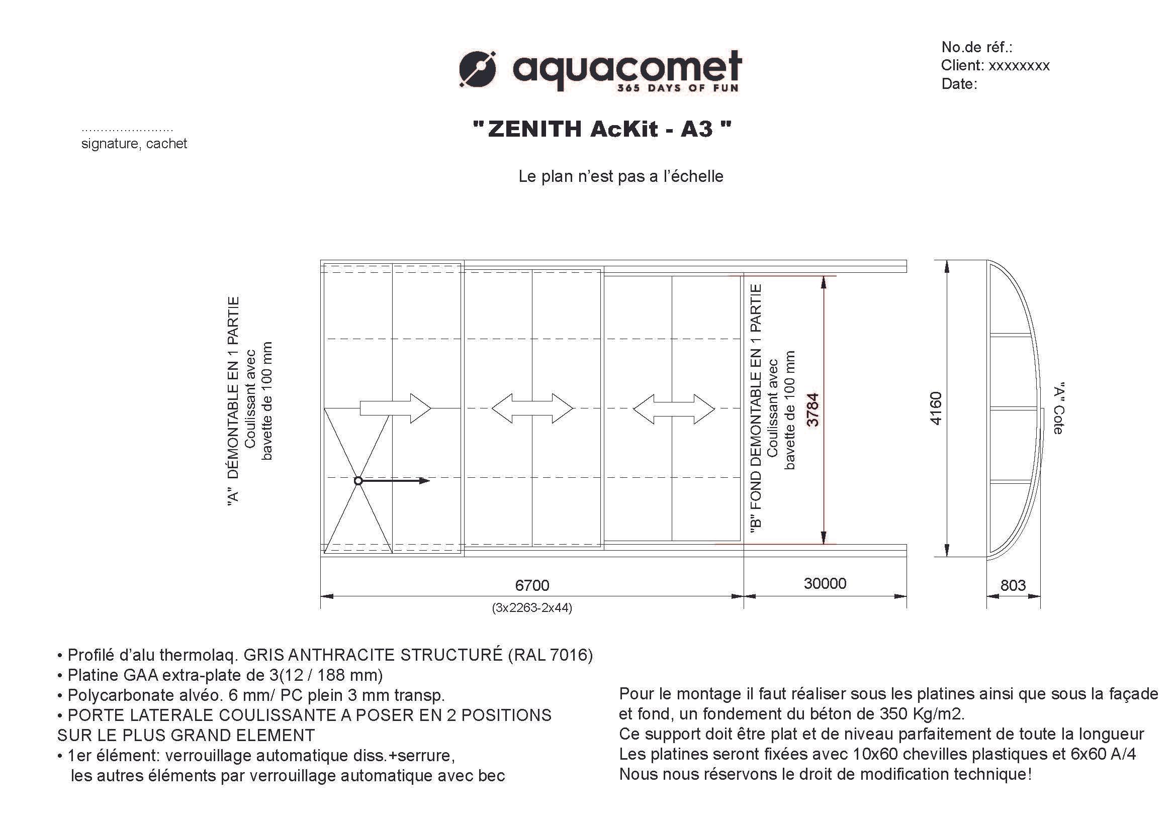 Zenith Flat - Ackit A3 Dimensions : 6,70 x 4,16 x 0,80 m