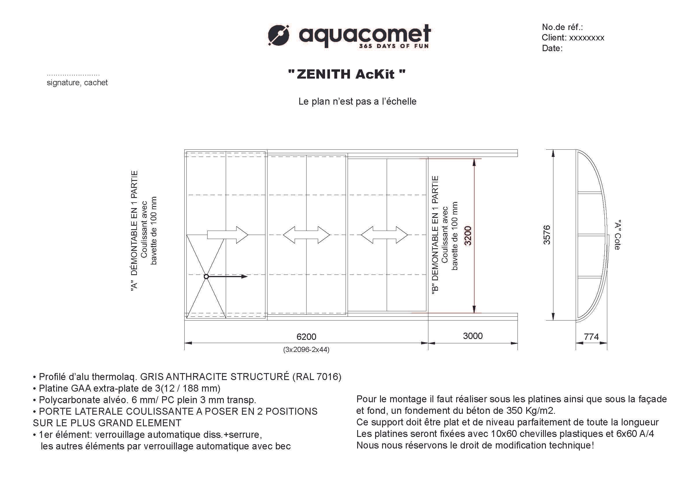 Zenith Flat - Ackit A3M Dimensions : 6,20 x 3,57 x 0,77 m