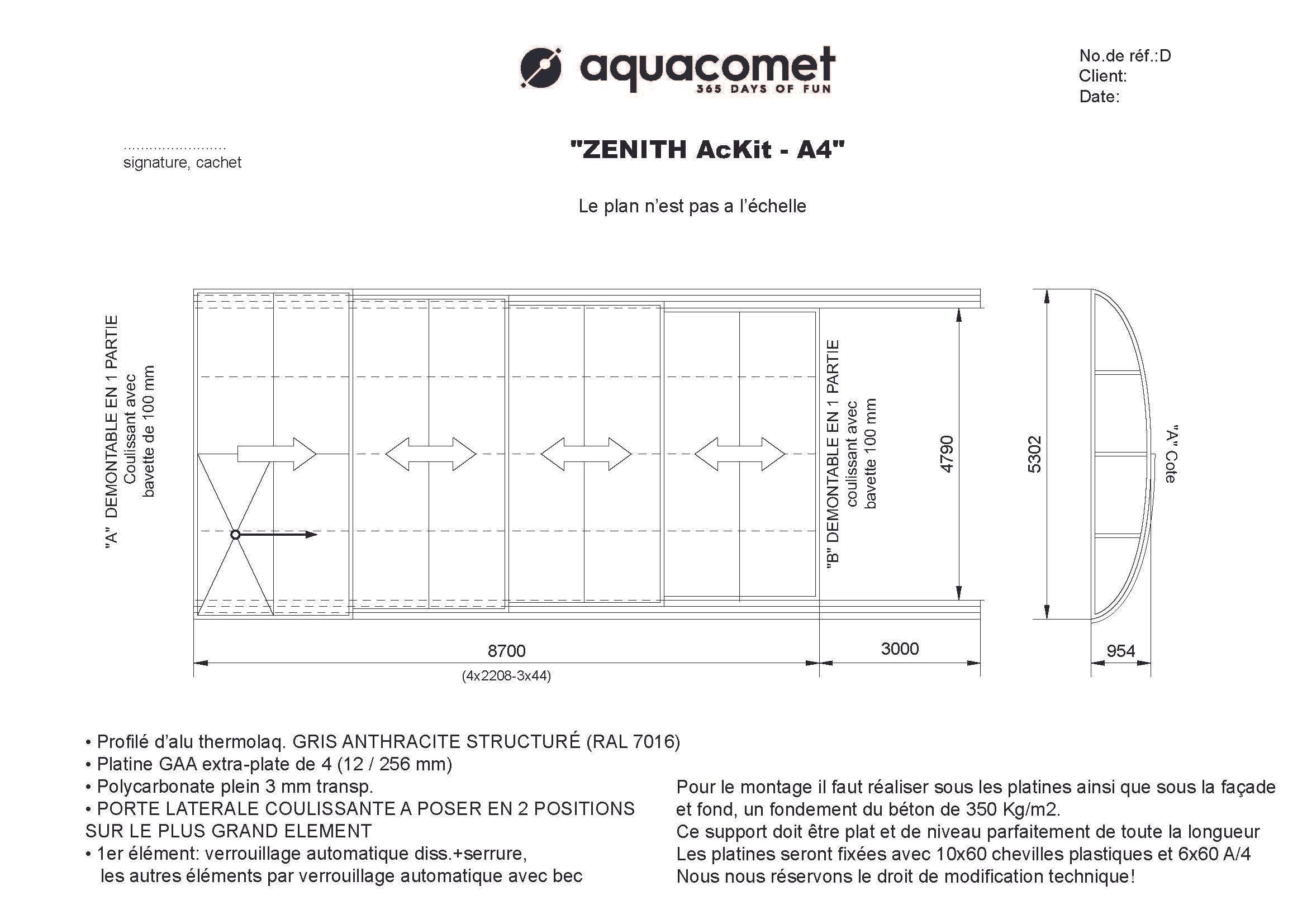 Zenith Flat - Ackit A4 Dimensions : 8,70 x 5,30 x 0,95 mm