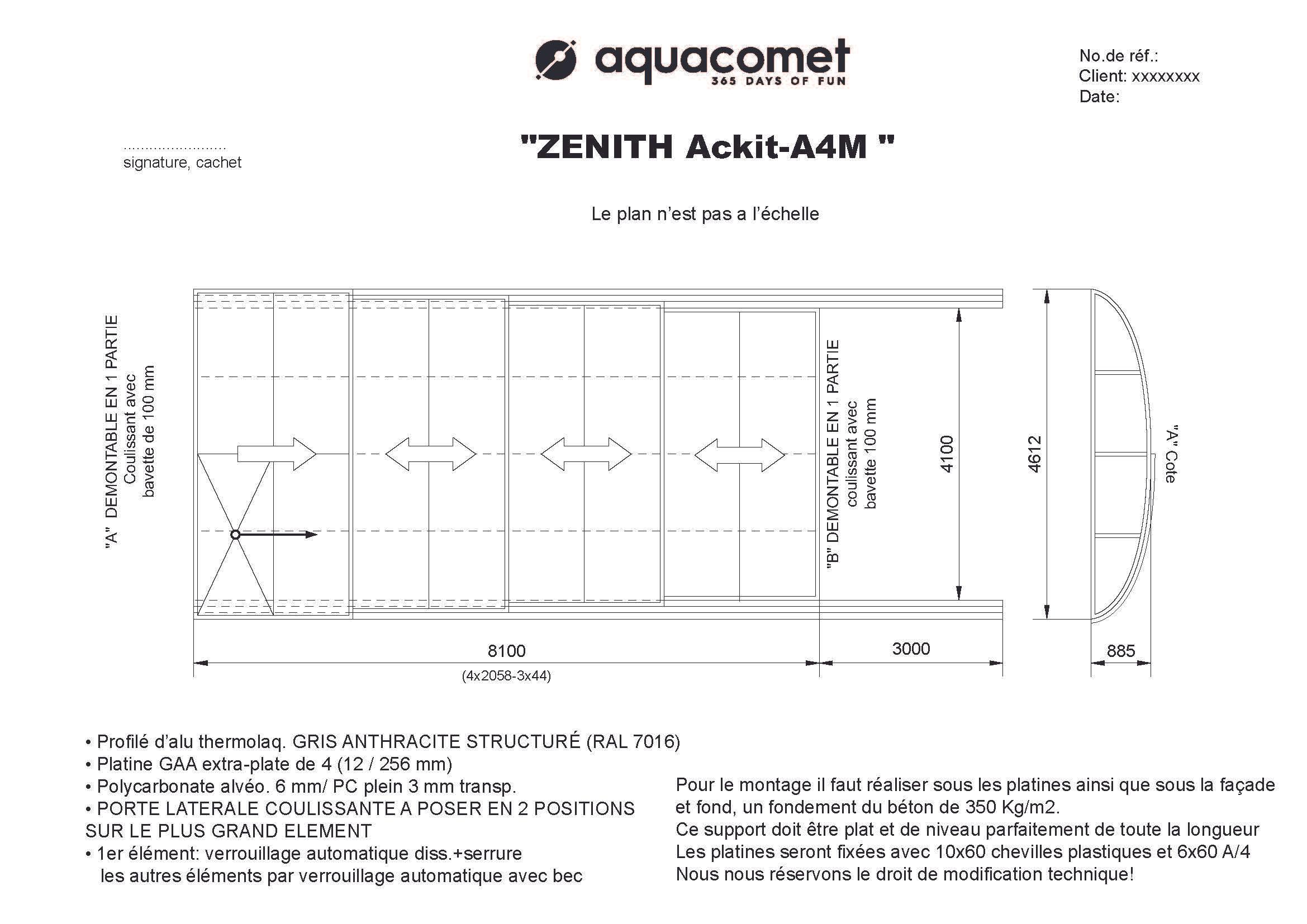 Zenith Flat - Ackit A4M Dimensions : 8,10 x 4,61 x 0,88 m
