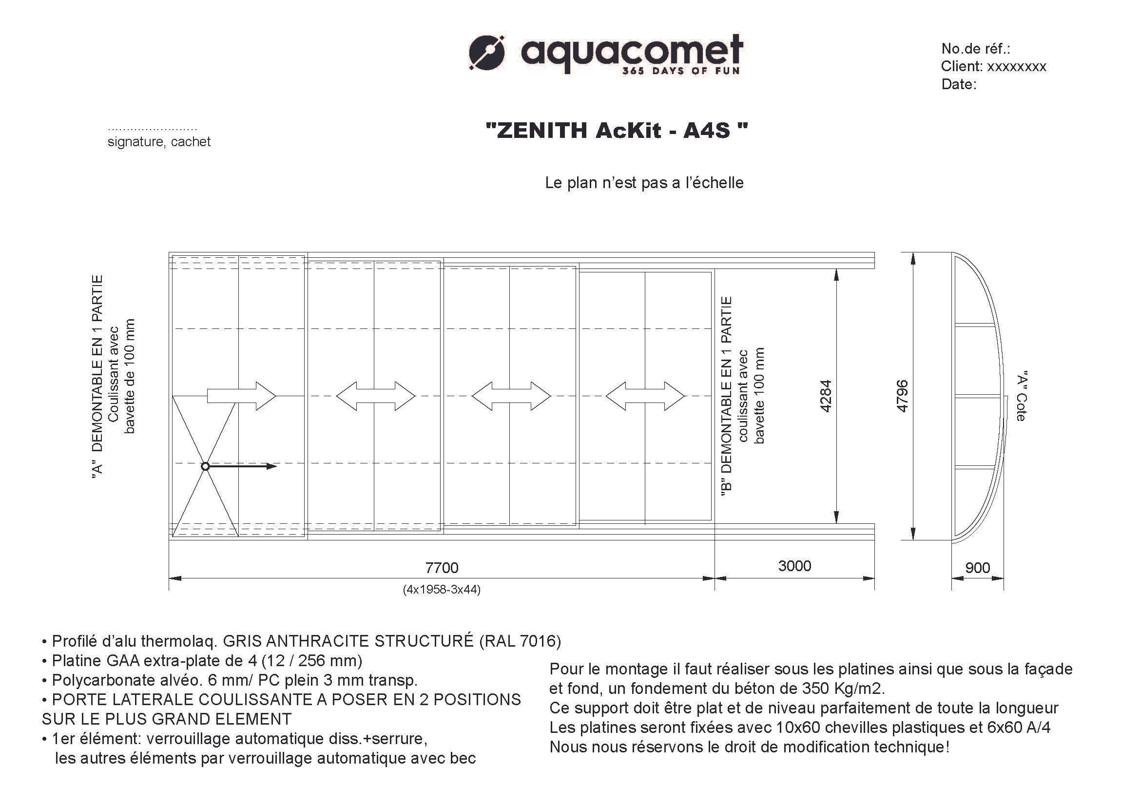 Zenith Flat - Ackit A4S Dimensions : 7,70 x 4,80 x 0,90 m