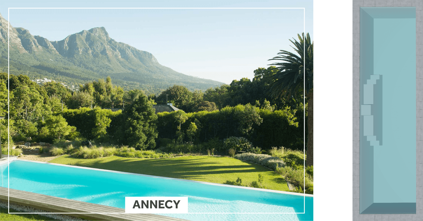 Annecy Piscine à fond plat de 10,00 m x 3,00 m x 1,55 m