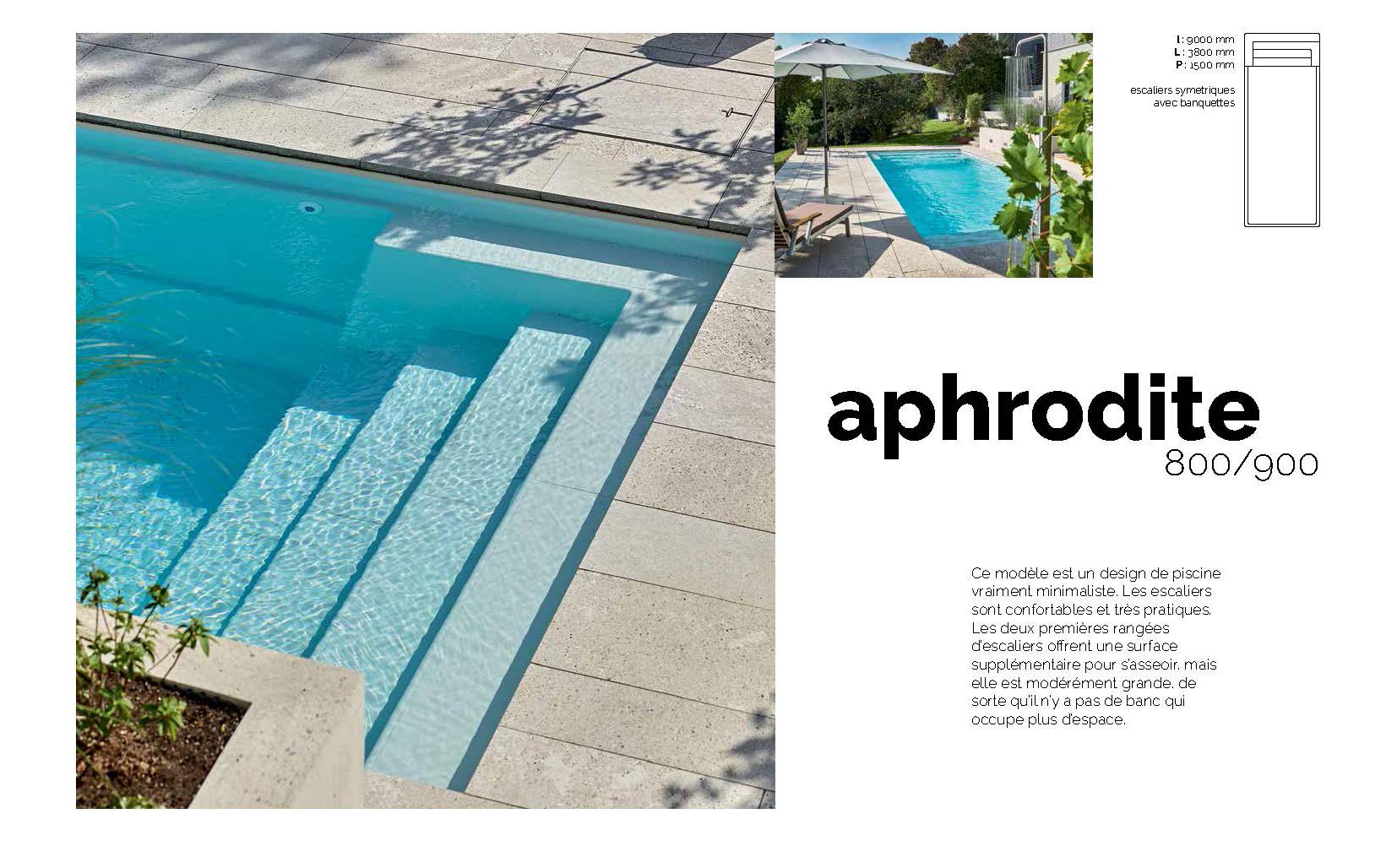 Aphrodite 800 Piscine coque céramique ou polyester : 8,00 m x 3,80 m x 1,50 m