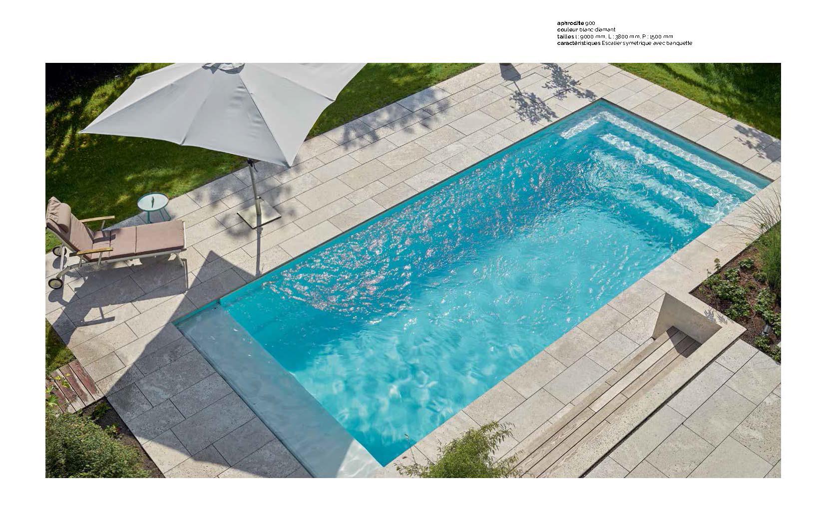 Aphrodite 800 Piscine coque céramique ou polyester : 8,00 m x 3,80 m x 1,50 m