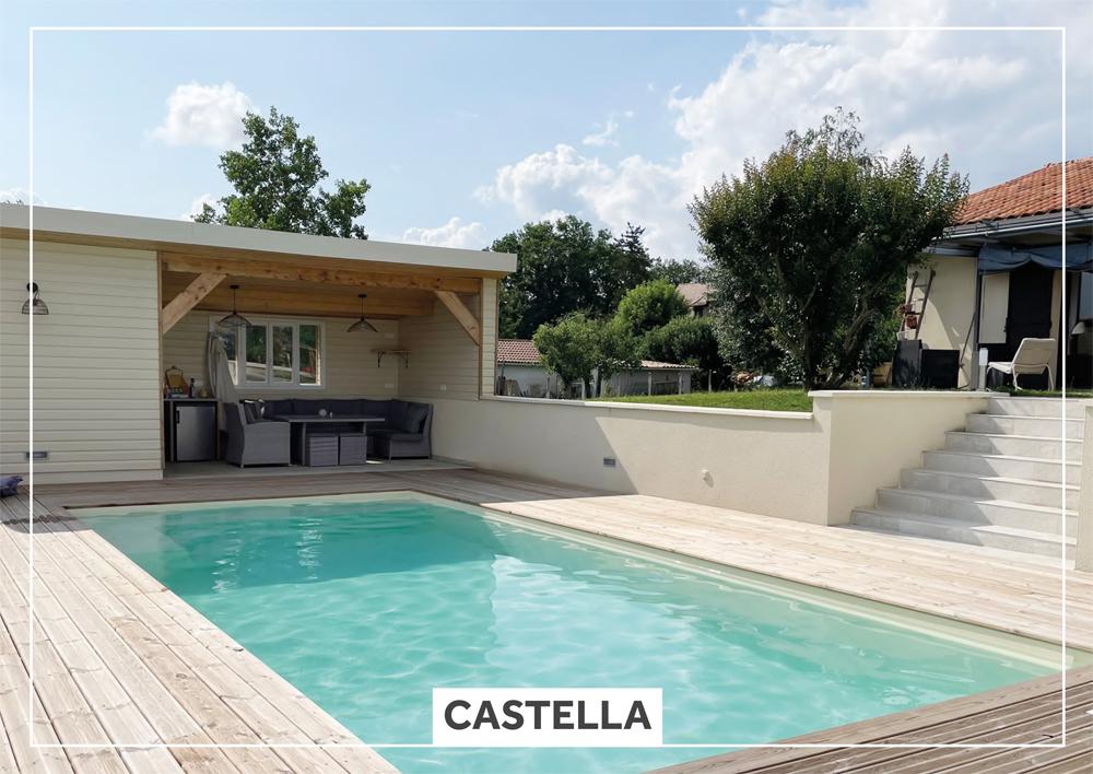 Castella Piscine à fond plat de 7,95 m x 3,70 m x 1,45 m