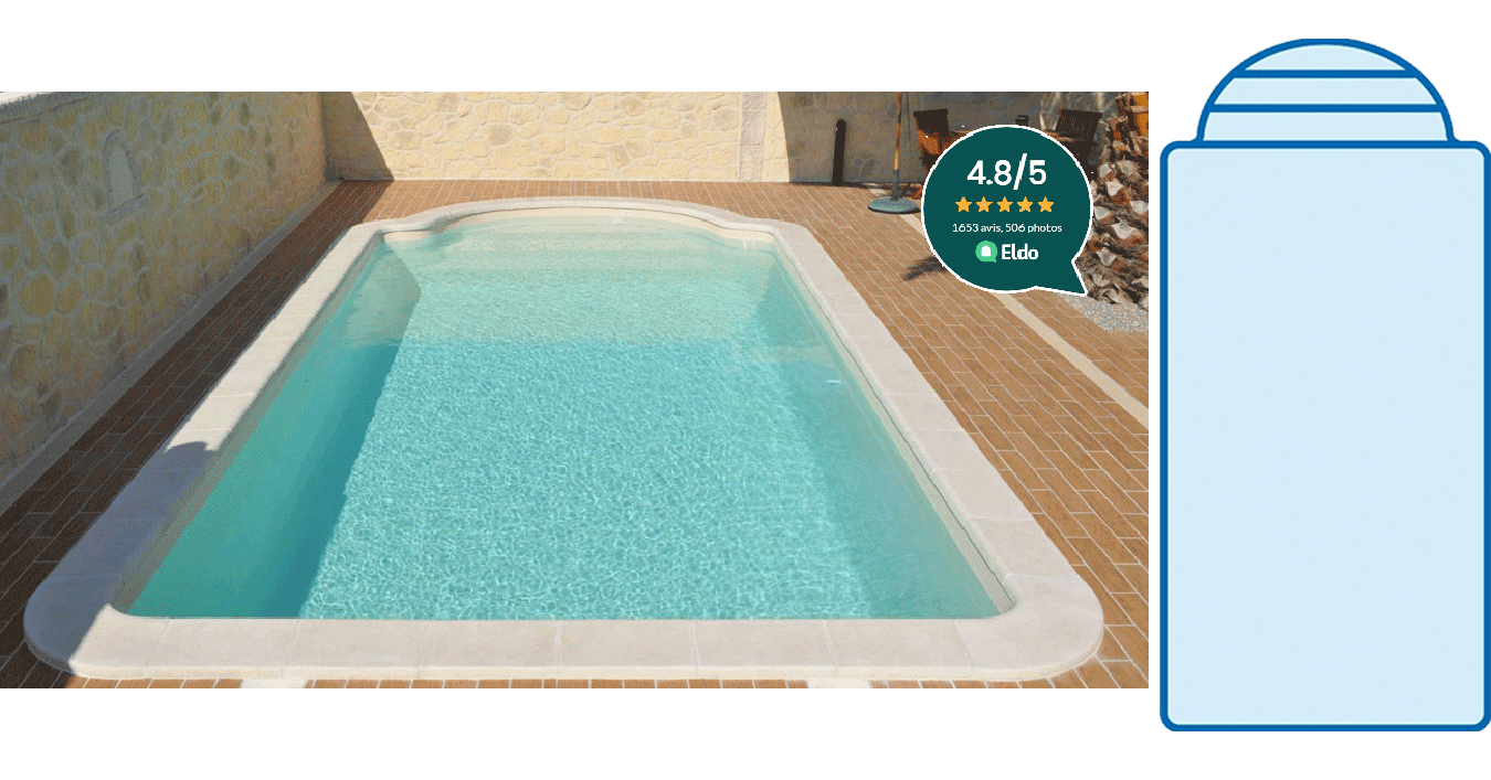 Chypre Piscine à fond plat de 6,70 m x 3,20 m x 1,40 m