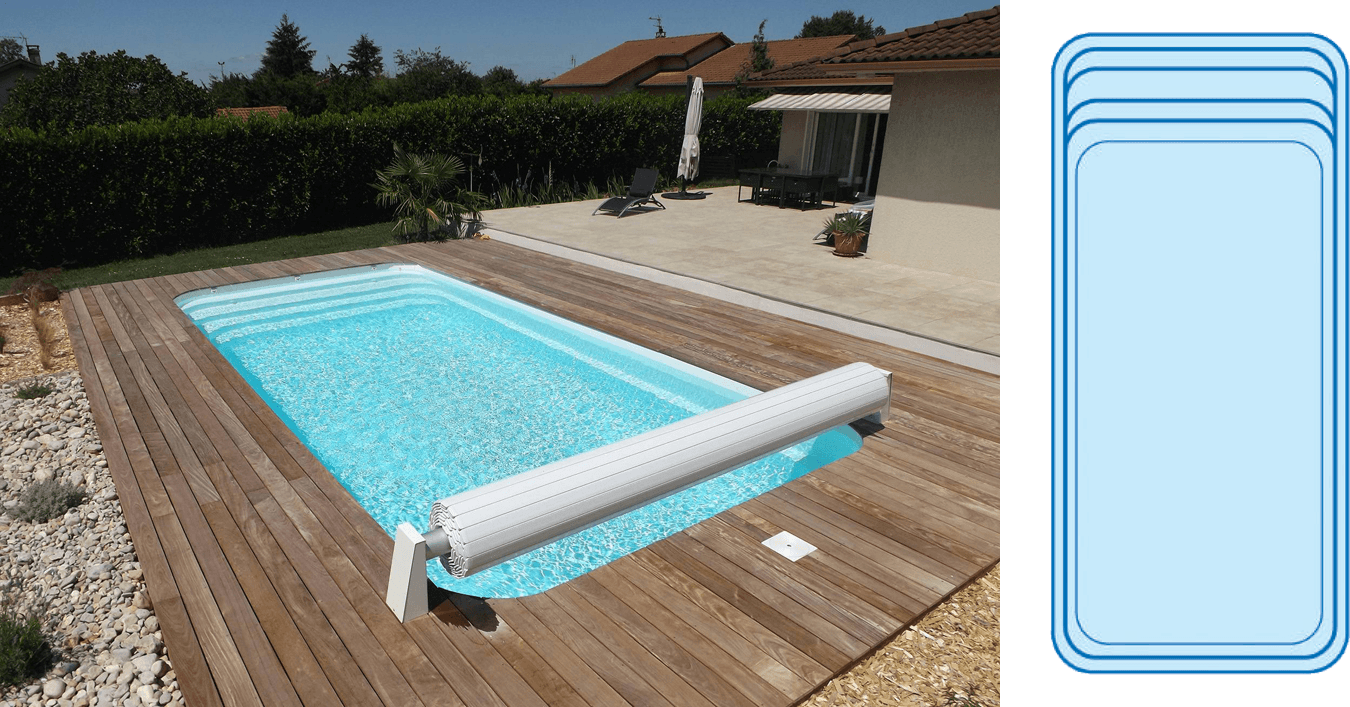 Déclic R 800 Piscine à fond plat de 8,00 m x 3,70 m x 1,50 m