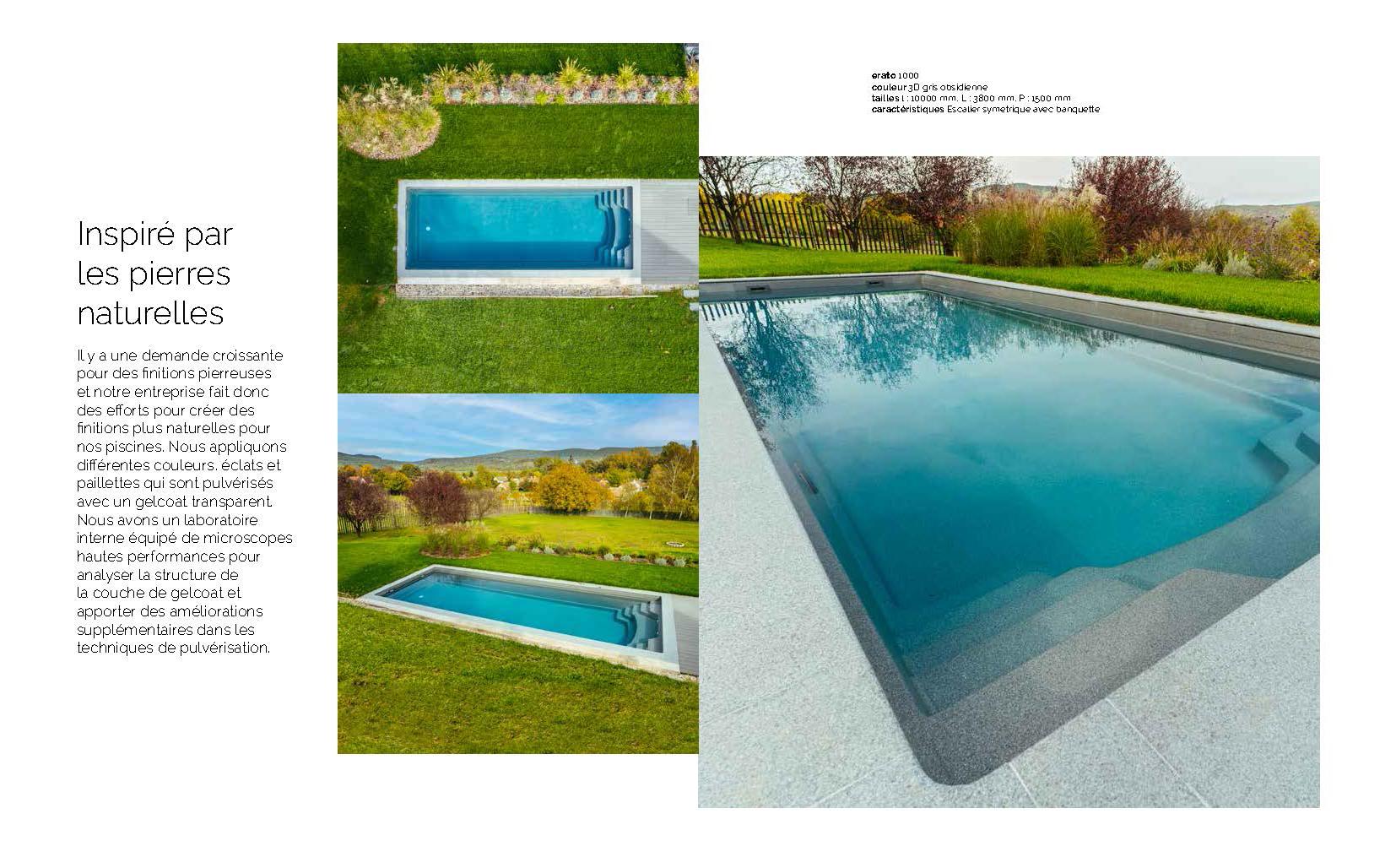 Erato 1000 Piscine coque céramique ou polyester : 10,00 m x 3,80 m x 1,50 m