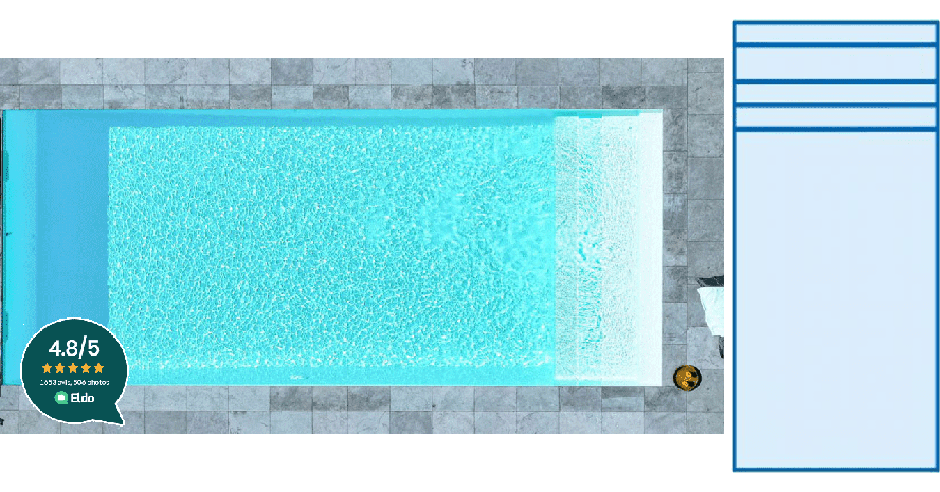 Guadeloupe Piscine à fond plat de 9,00 m x 4,20 m x 1,50 m