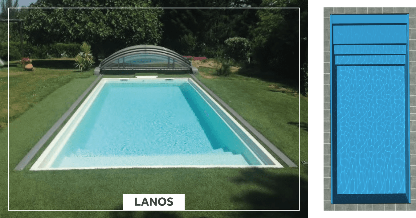 Lanós Piscine à fond plat de 9,00 m x 3,70 m x 1,50 m