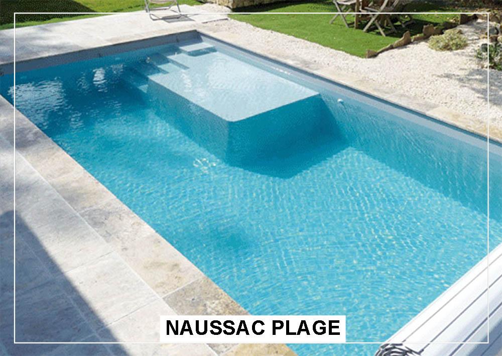 Naussac Plage Piscine à fond plat de 10,00 m x 4,20 m x 1,50 m