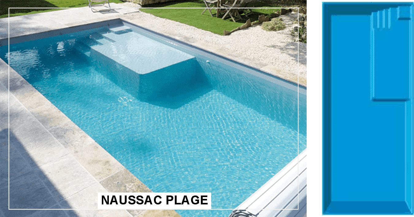 Naussac Plage Piscine à fond plat de 10,00 m x 4,20 m x 1,50 m