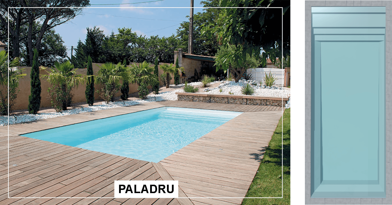 Paladru Piscine à fond progressif de 10,00 m x 4,15 m x 1,17 à 1,75 m