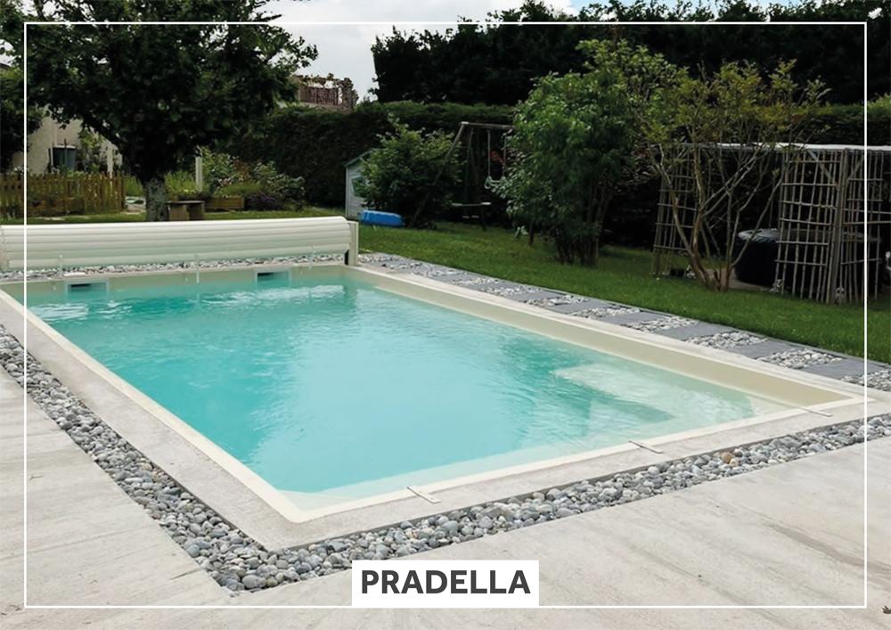 Pradella Piscine à fond plat de 6,45 m x 3,70 m x 1,45 m