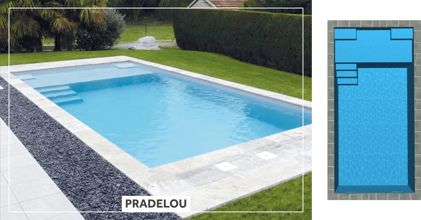 Pradelou Piscine à fond plat de 8,10 m x 4,00 m x 1,50 m