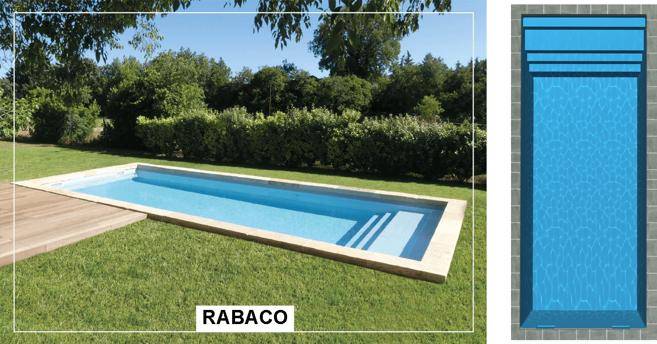 Rabaco Piscine à fond plat de 10,30 m x 4,30 m x 1,55 m