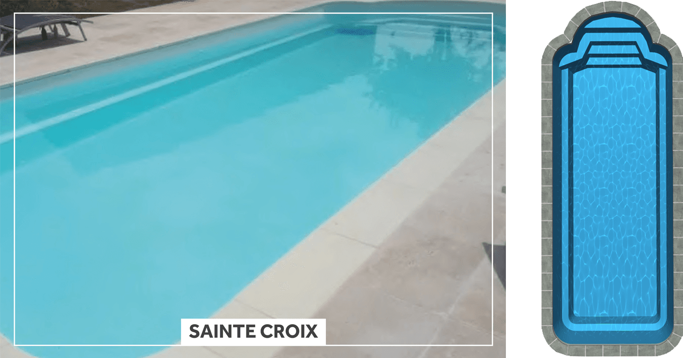 Sainte-Croix Piscine à fond plat de 10,50 m x 4,00 m x 1,60 m