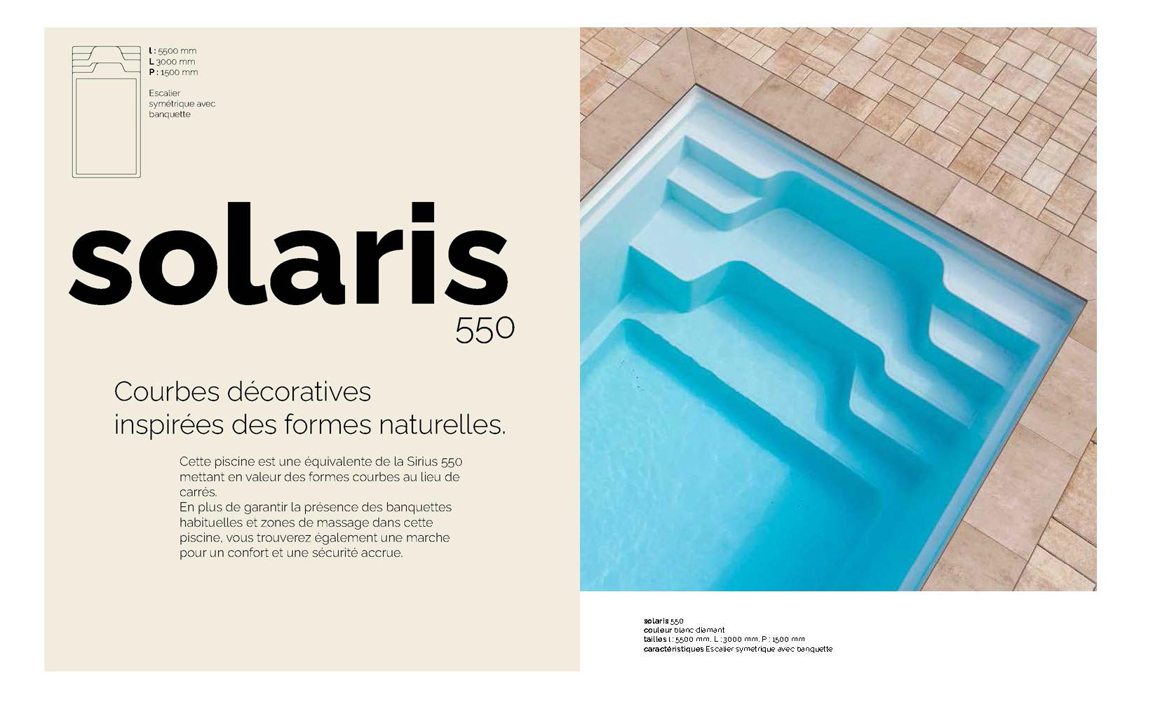 Solaris 550 Piscine coque céramique ou polyester : 5,50 m x 3,00 m x 1,50 m