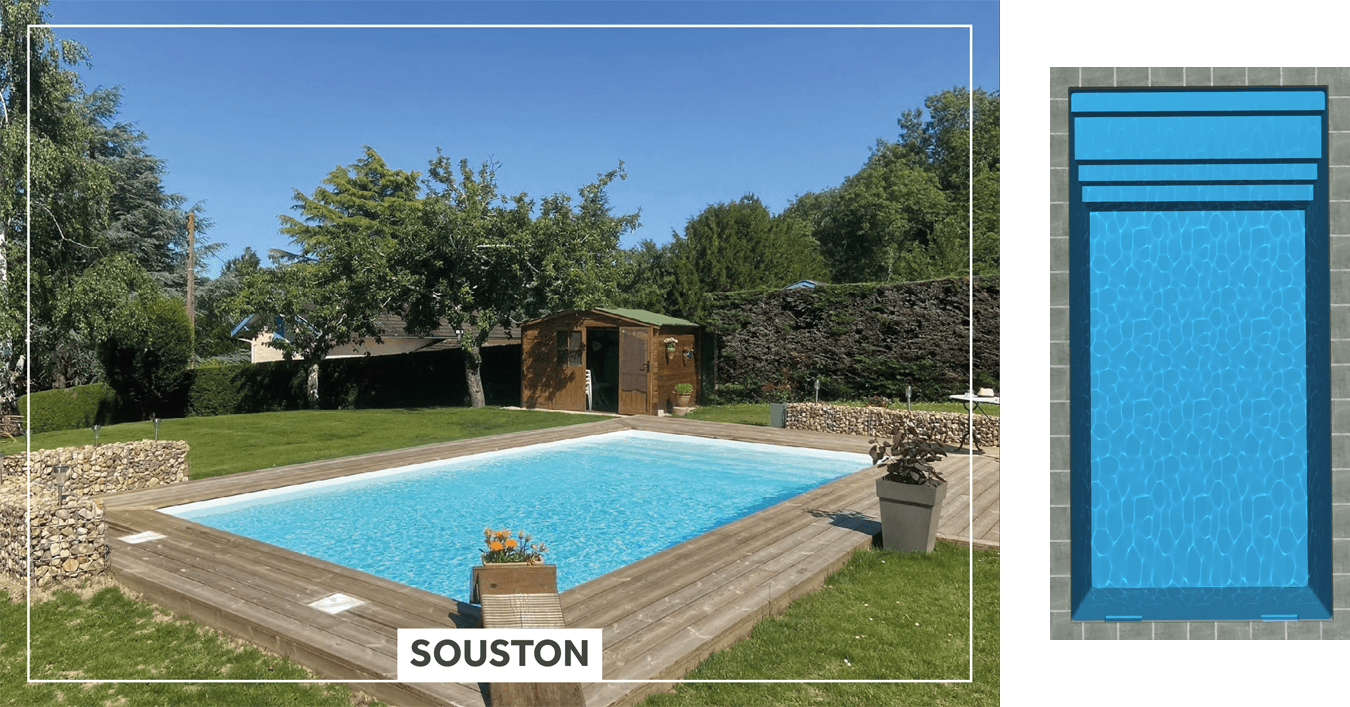 Souston Piscine à fond plat de 8,50 m x 4,20 m x 1,50 m