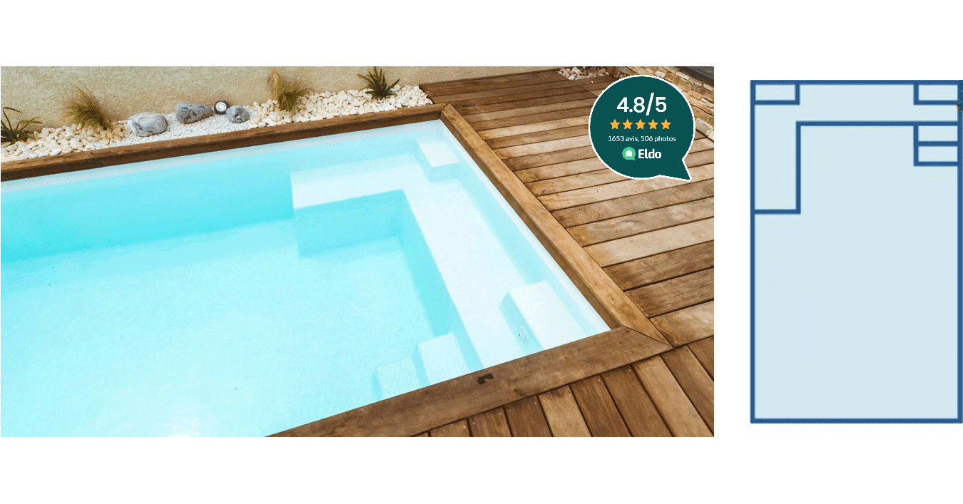 Wallis Piscine de moins de 10 m2 : 4,40 m x 2,25 m x 1,40 m